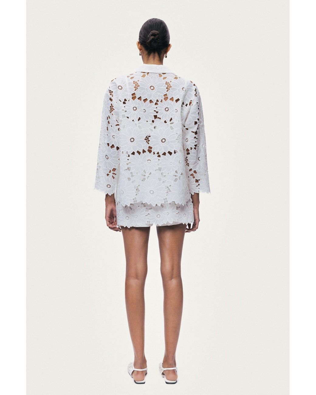 Nocturne Gray Neutrals Floral Broderie Jacket