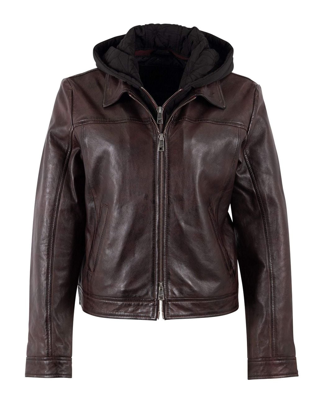 Mauritius Black Lambskin Leather Jacket – Double Zip Removable Hood Avih