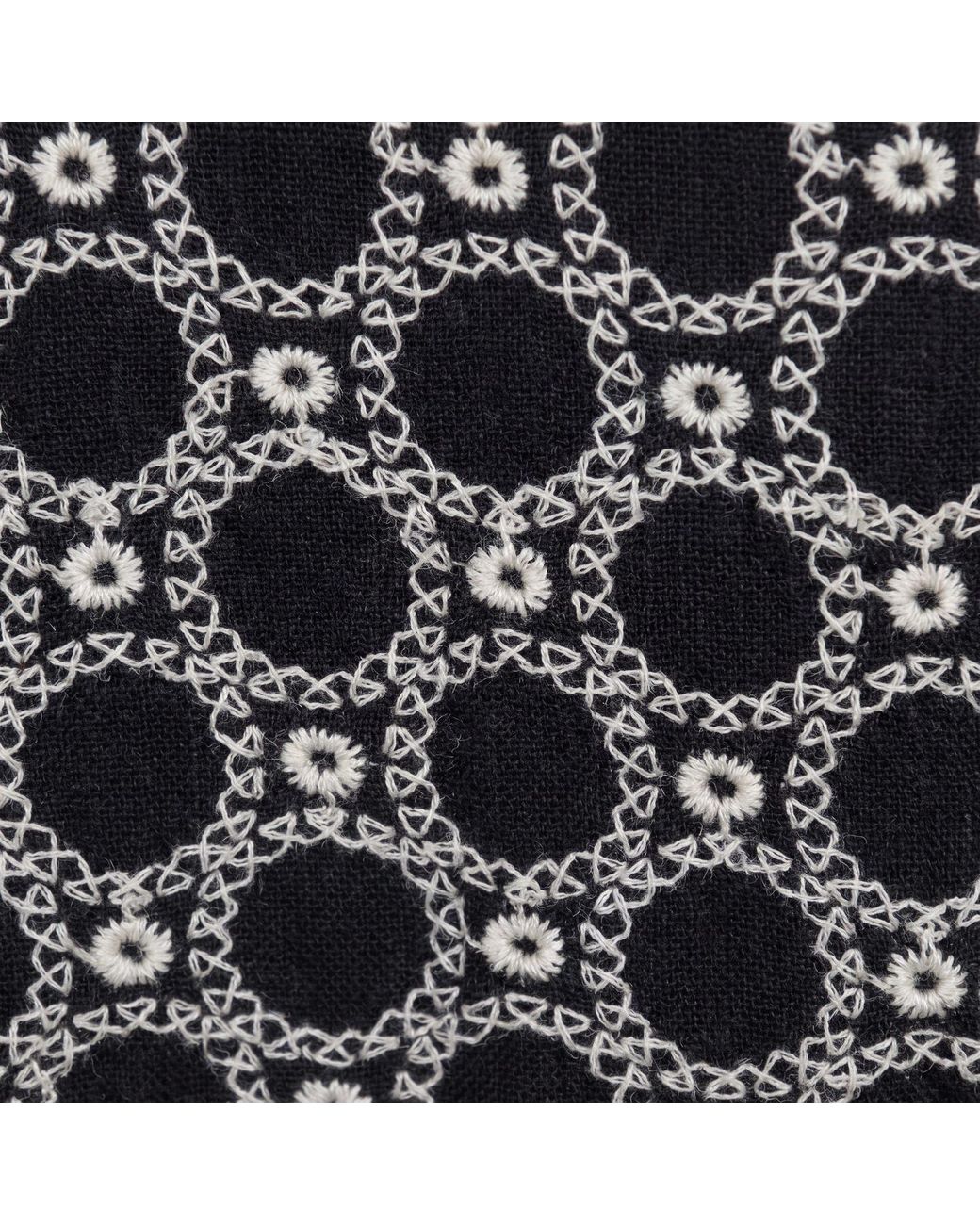 Modenaire Gray Polka Dot Embroidered Lace Dress With V-Neck & Tie Waist