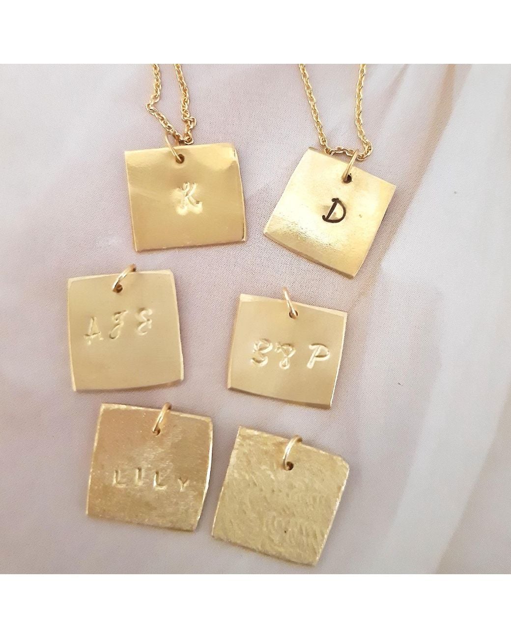 Lily Flo Jewellery Metallic Solid Square Necklace With Initial