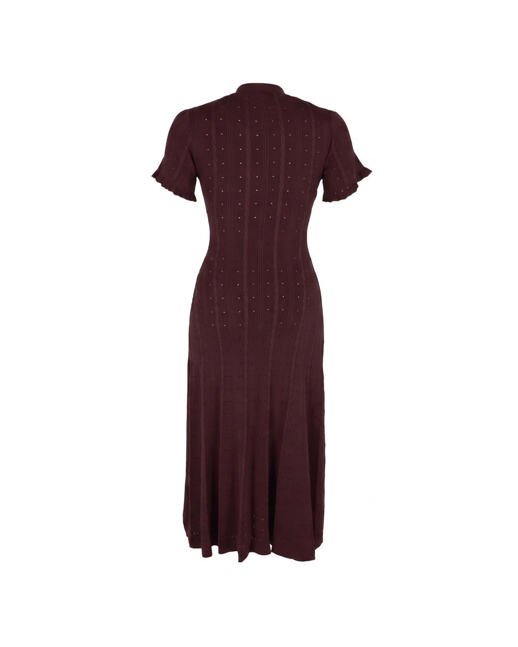 Modenaire Purple Textured Knit Midi Dress Clean Silhouette