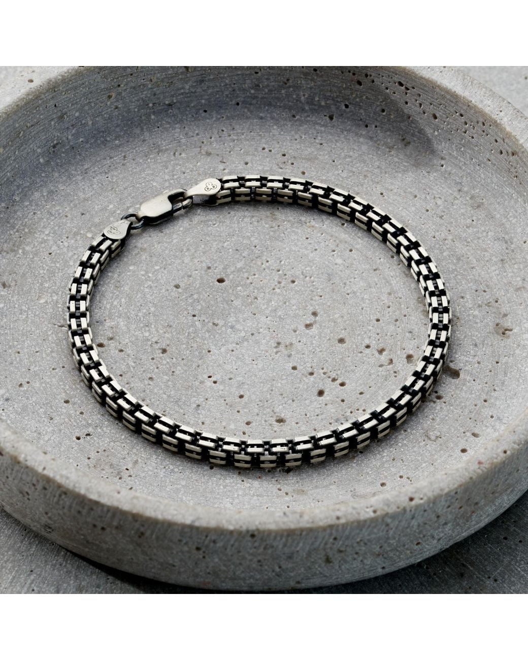 Posh Totty Designs Black Sterling Box Chain Bracelet for men