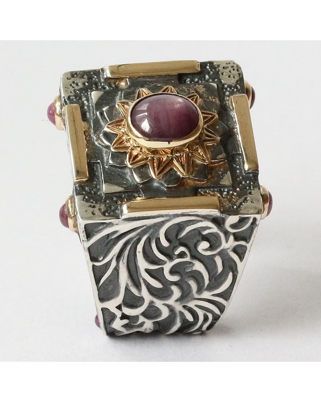 The Jewellery Store London Metallic Mystic Passion Ring. With Ruby