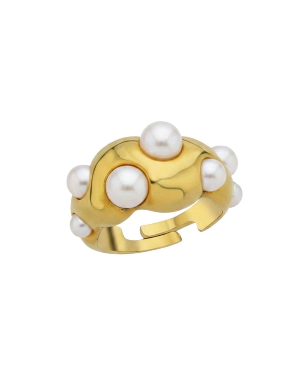 LINYA JEWELLERY Metallic Special Design Pearl Plated Ring