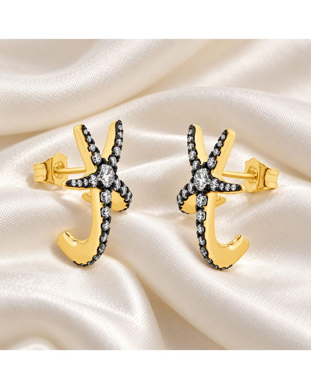 Artisan Metallic 14K Diamond Anchor Stud Earrings