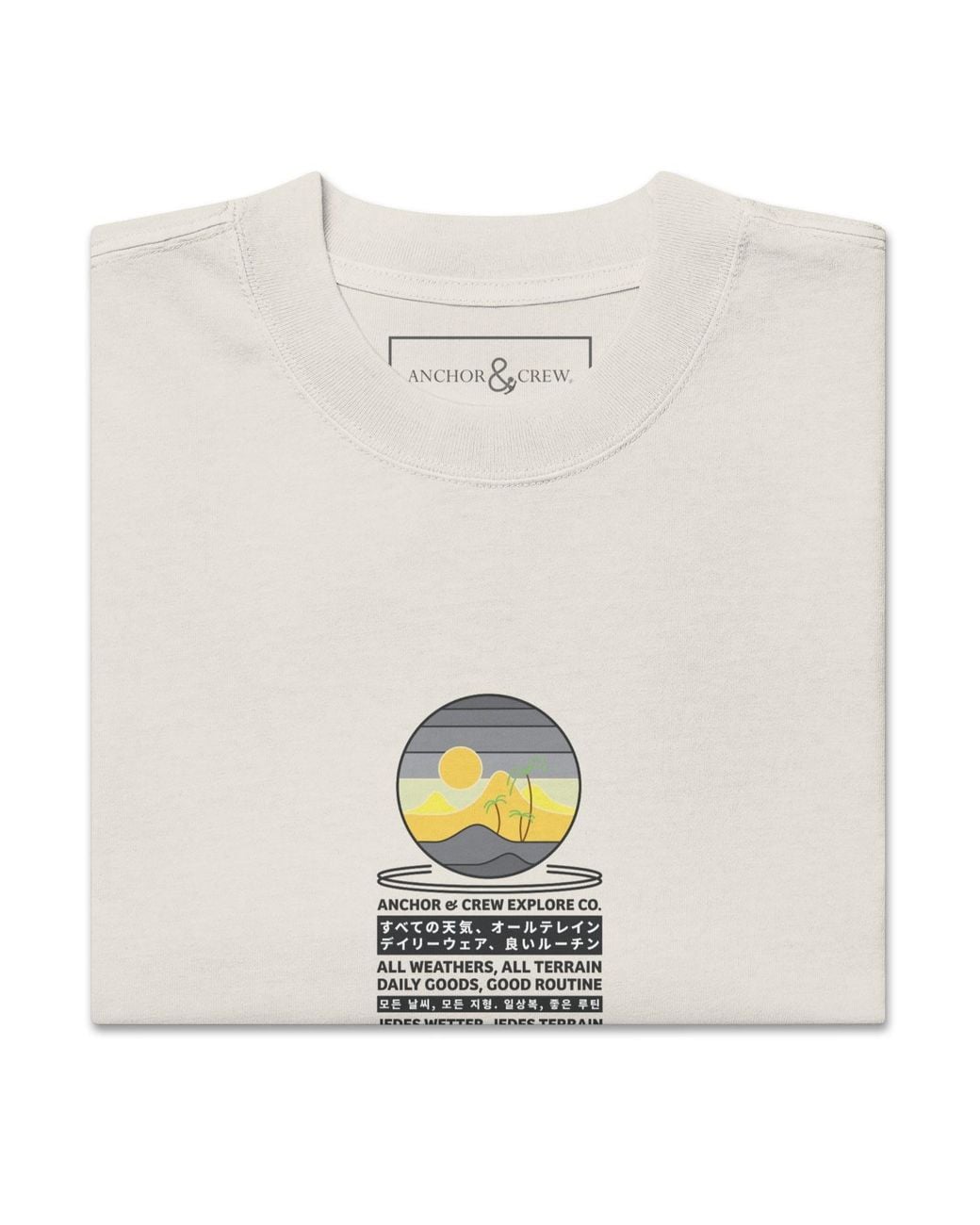 Anchor and Crew White Neutrals Faded Bone Desert Surf Explore Co. Oversized Cotton T-Shirt