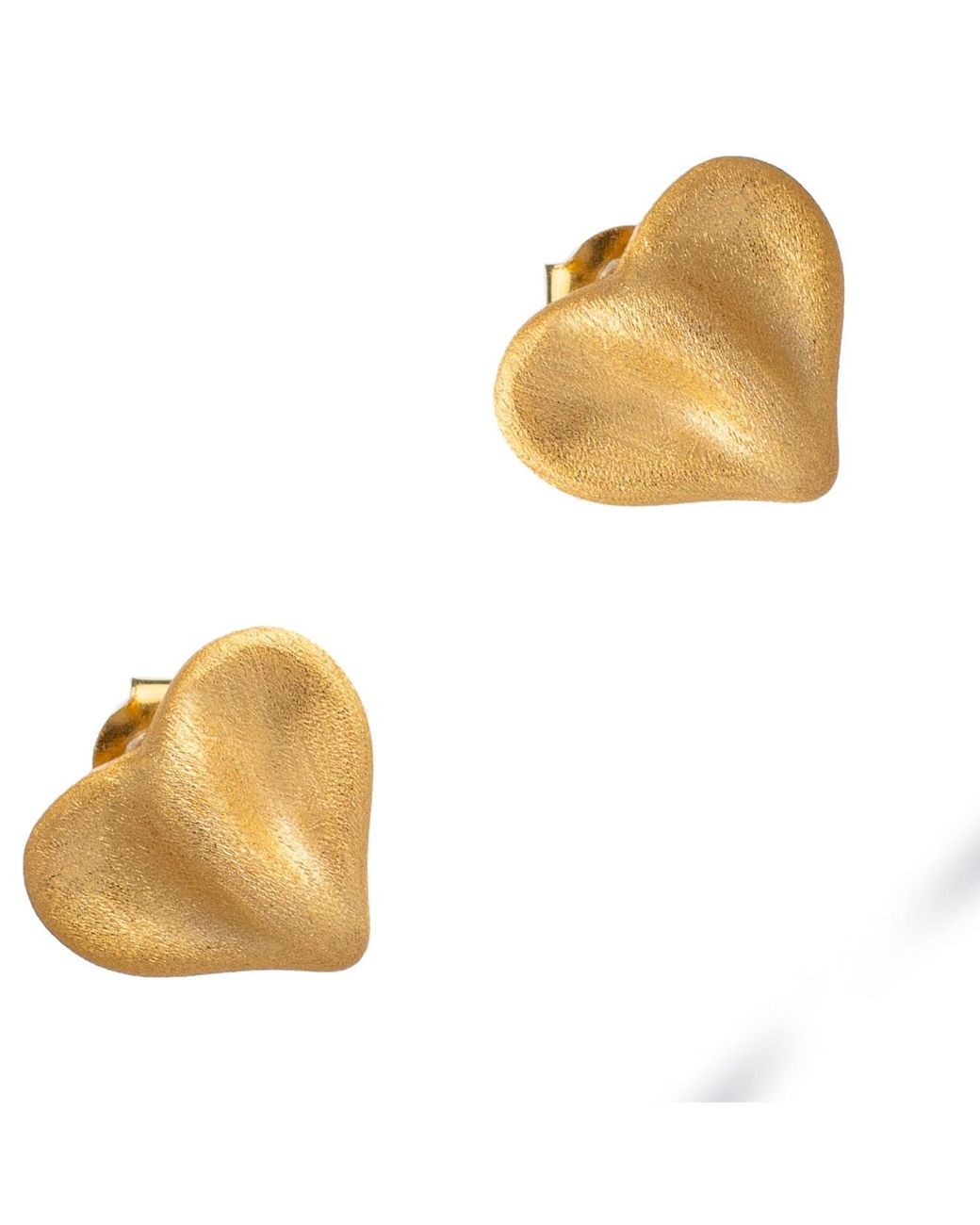 Ebru Jewelry Metallic Golden Heartbeat Stud Earrings