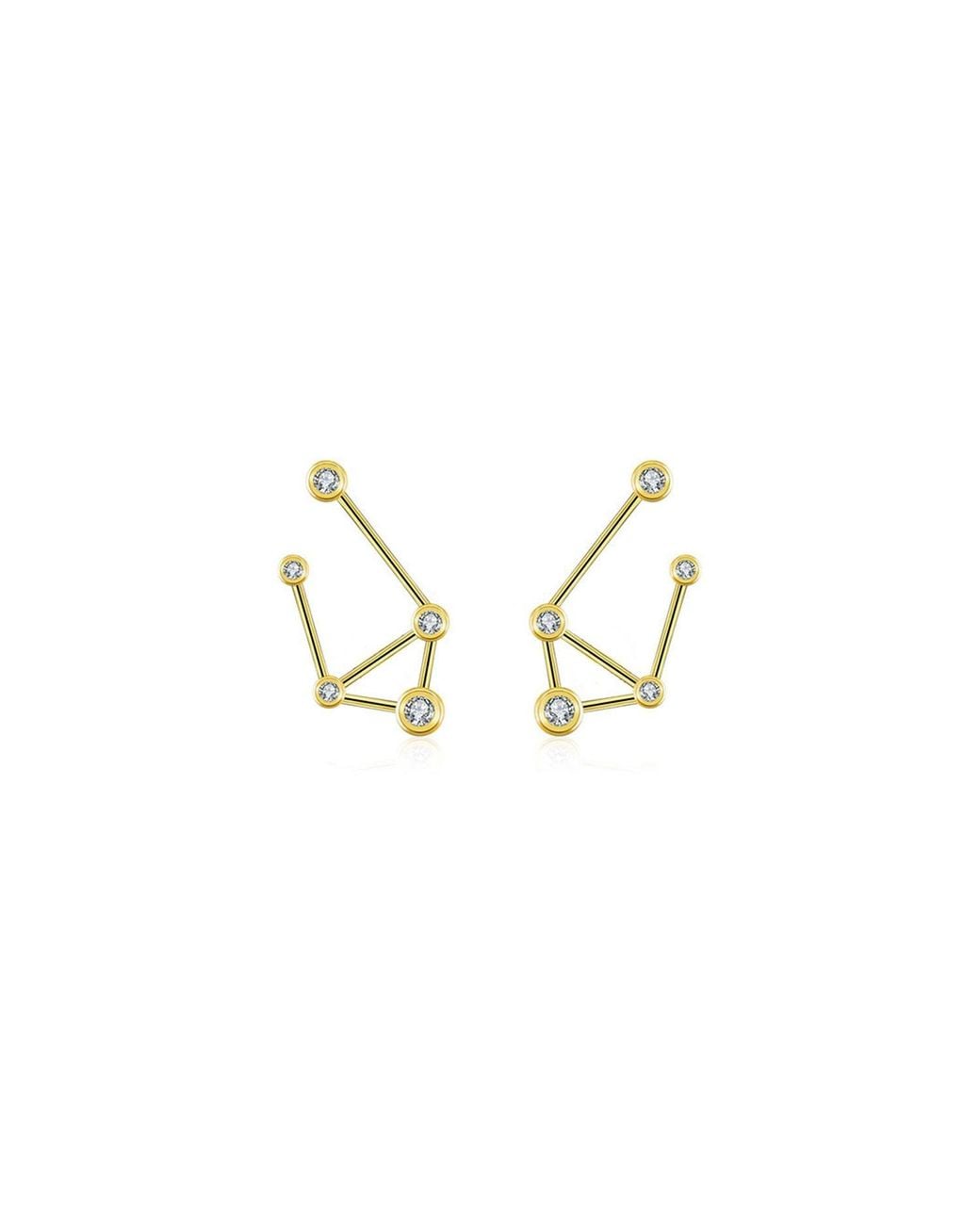 Genevieve Collection Metallic Libra Zodiac Constellation Earring 18K & Diamond