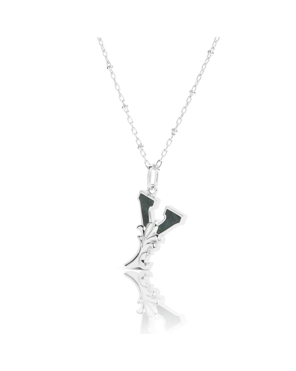 Kasun Metallic Solid Y Initial Necklace With Marble