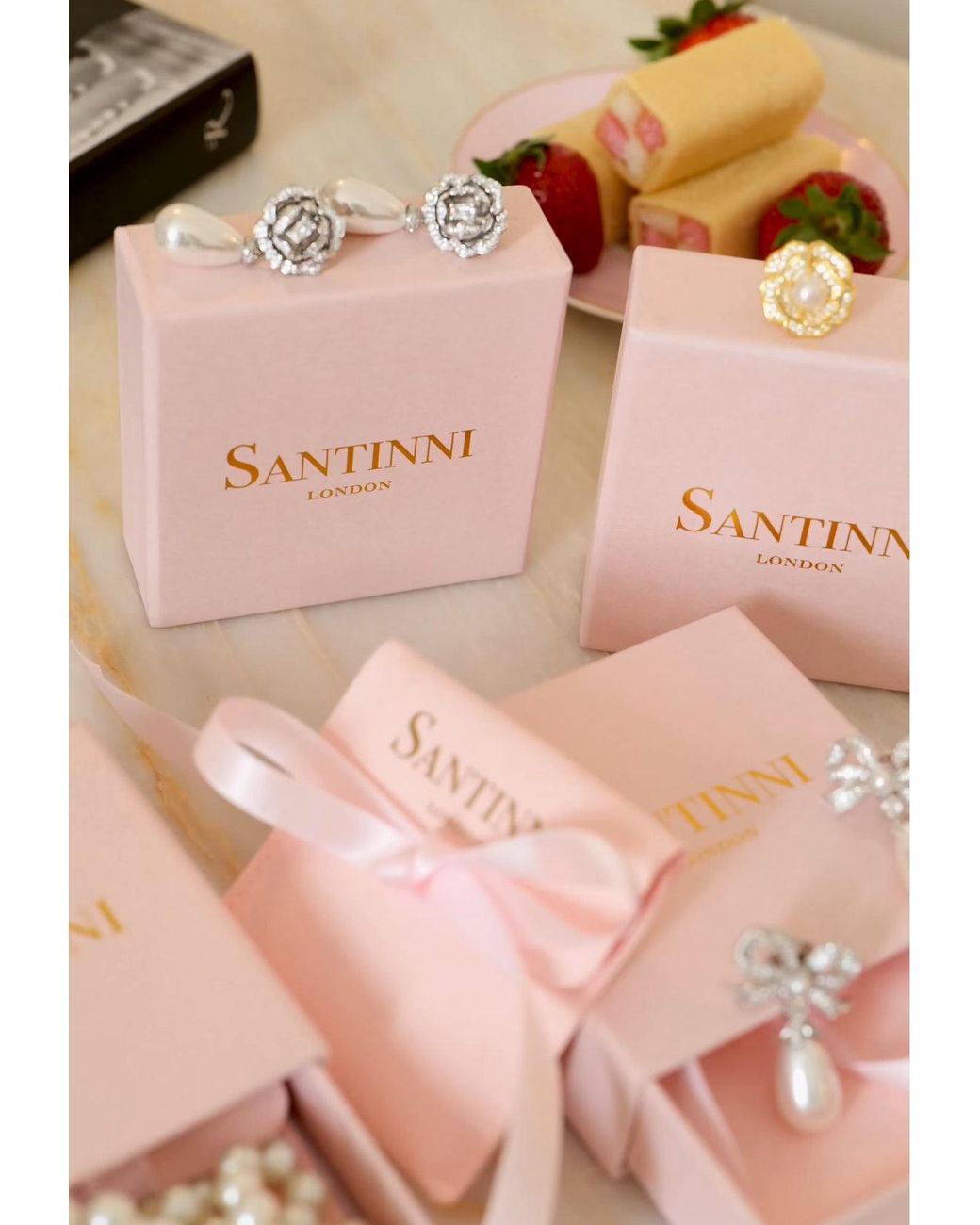 Santinni Metallic Countess Flower & Pearl Drop Earrings