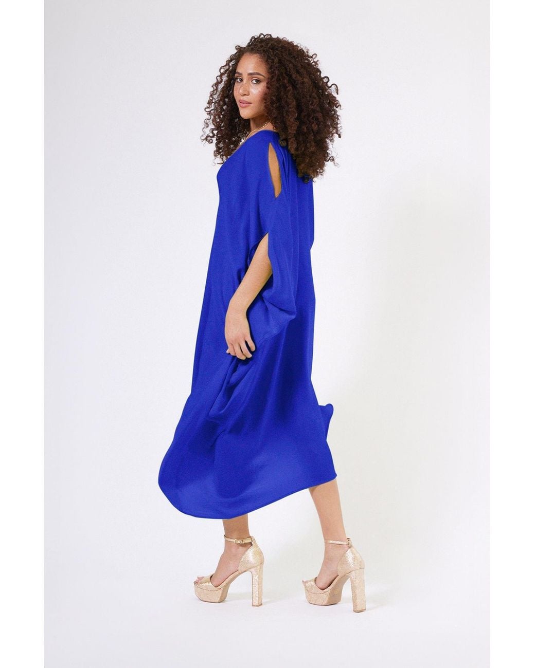 Yomisma Blue She's A Royal Signature Zip Kaftan — Eco-Friendly, Ultra-Soft, Versatile Silhouette