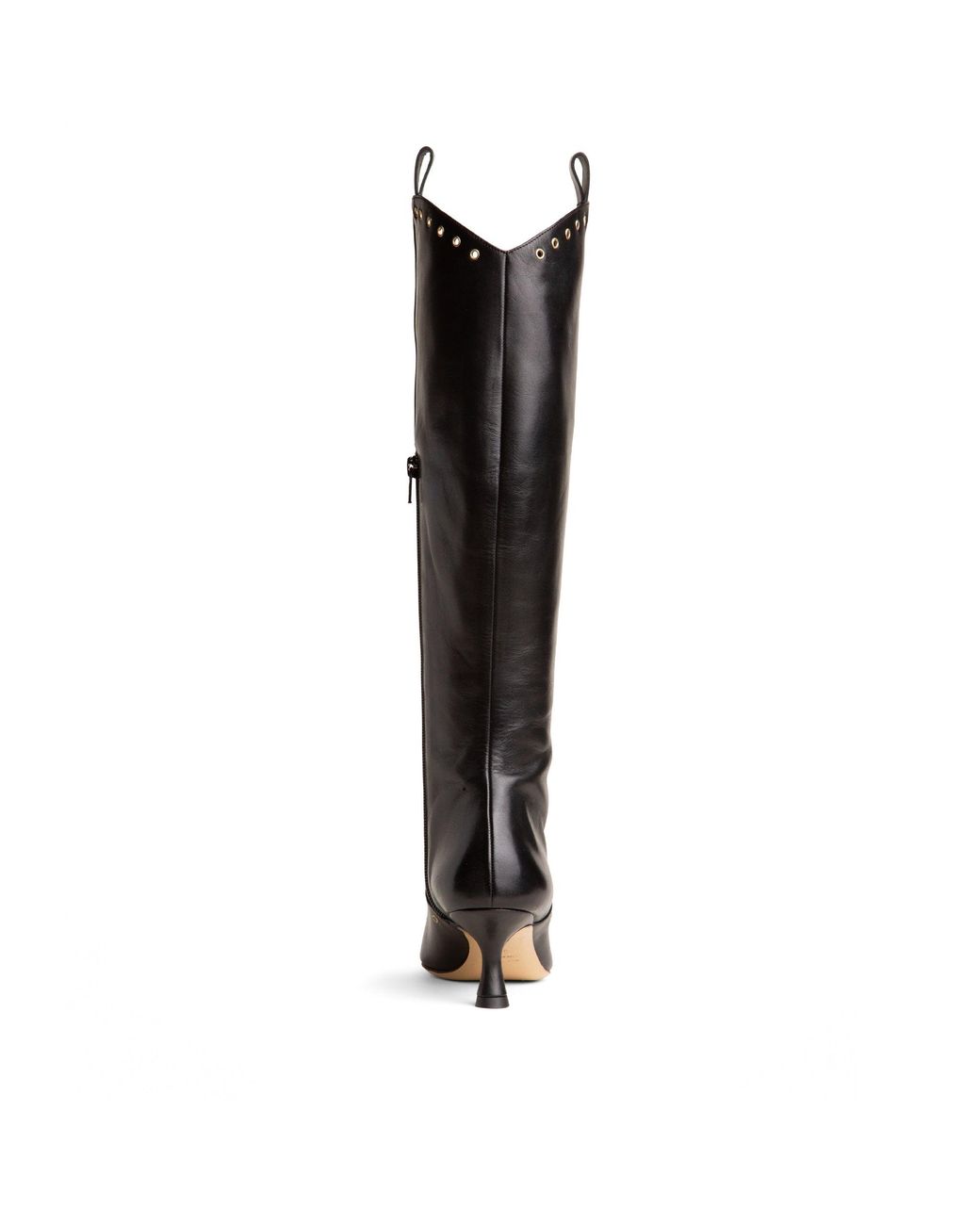 Beautiisoles by Robyn Shreiber Made in Italy Black Vanesa Leather Knee-High Boot With Studs & Kitten Heel Elegant For Work & Valentine Day