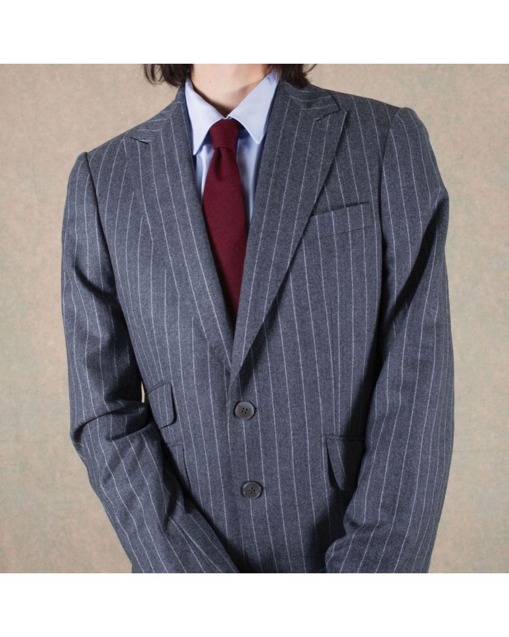 LE COLONEL Red Cabernet Italian Wool Tie for men