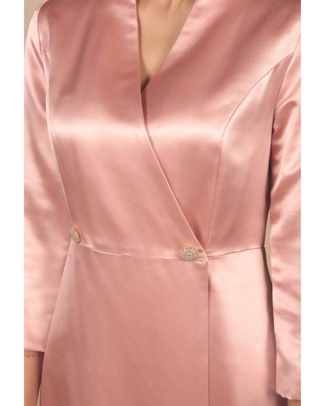 Santinni Pink Astor Silk Taffeta Dress Coat