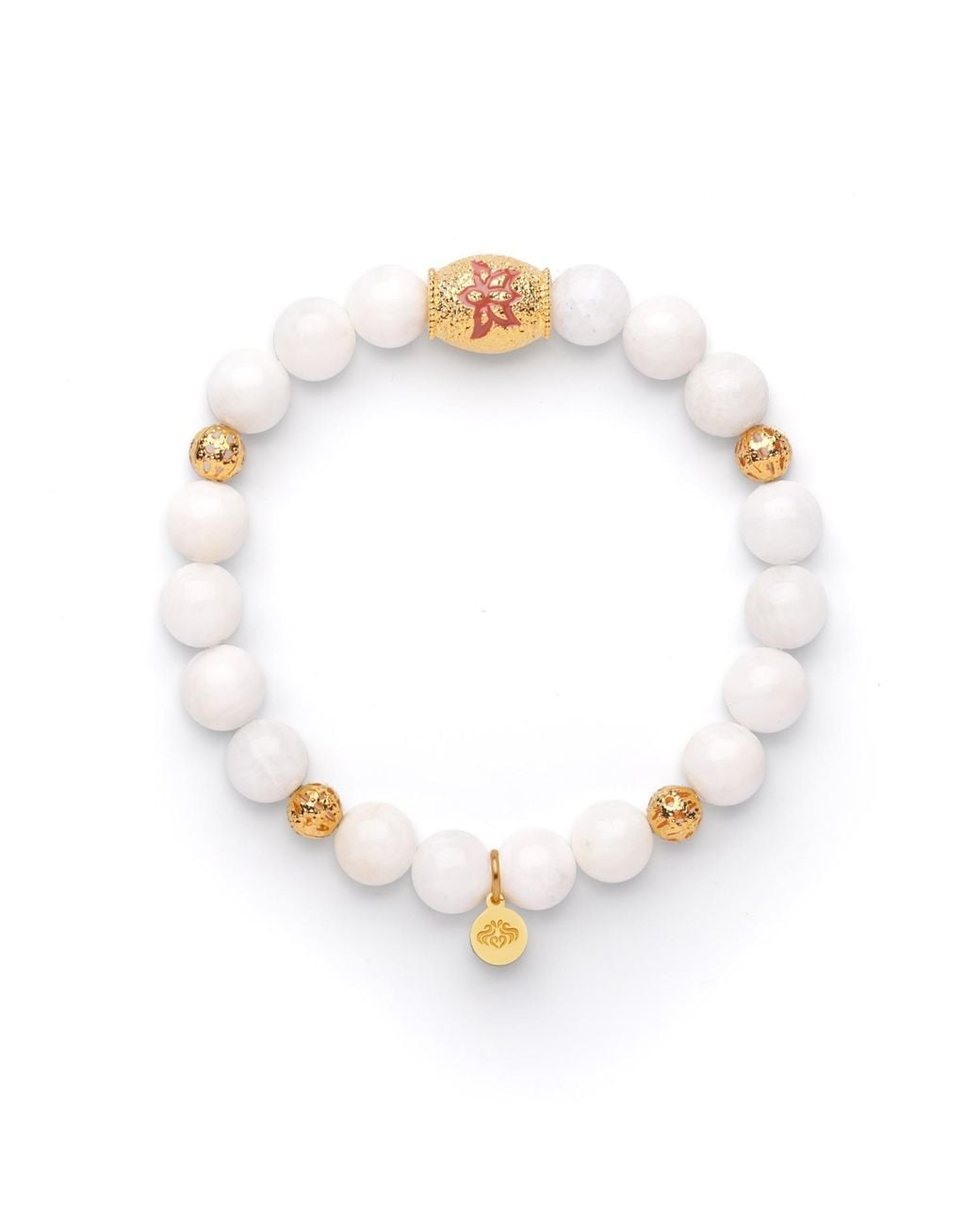 Seven Saints Metallic Illumination And Creativity Lotus Beaded Moonstone Bracelet