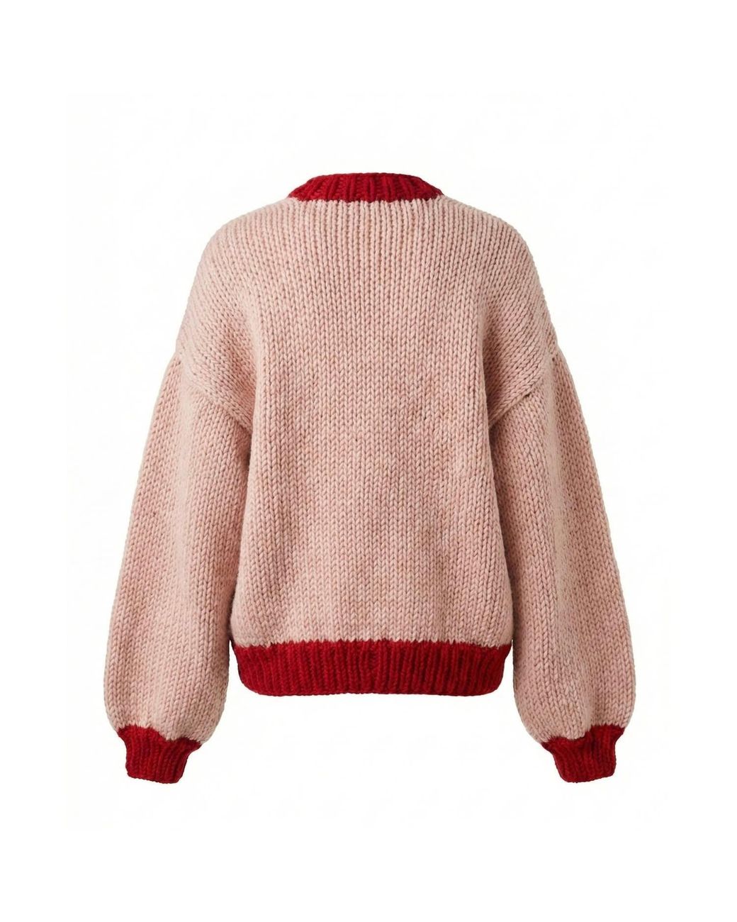 Ana Chic Red Trim Strawberry Handmade Knitted Cardigan