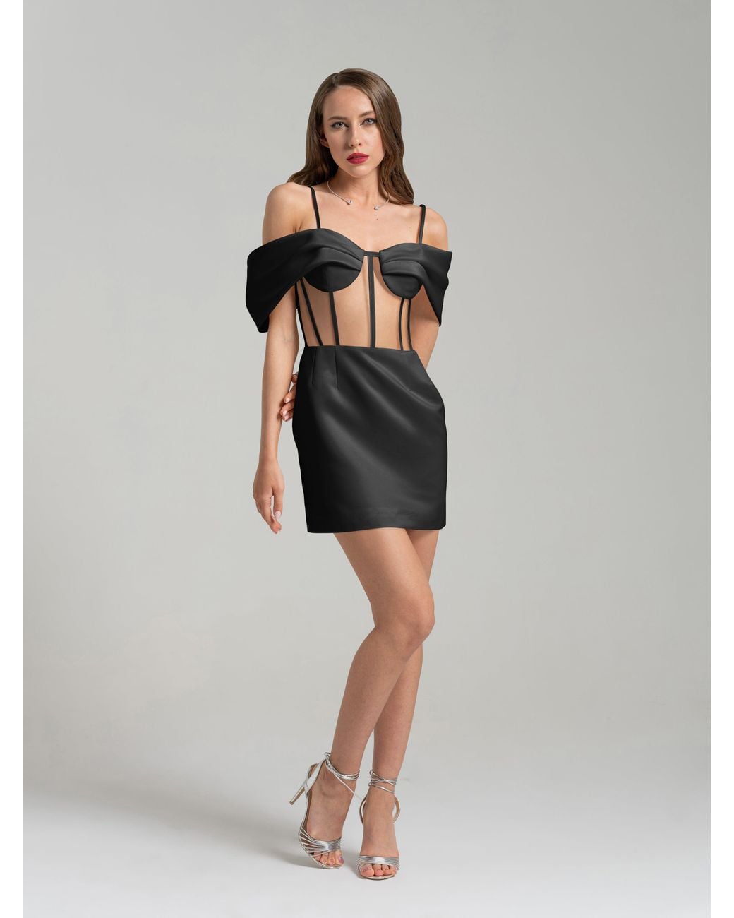 Tia Dorraine Black Belle Of The Ball Satin Mini Dress