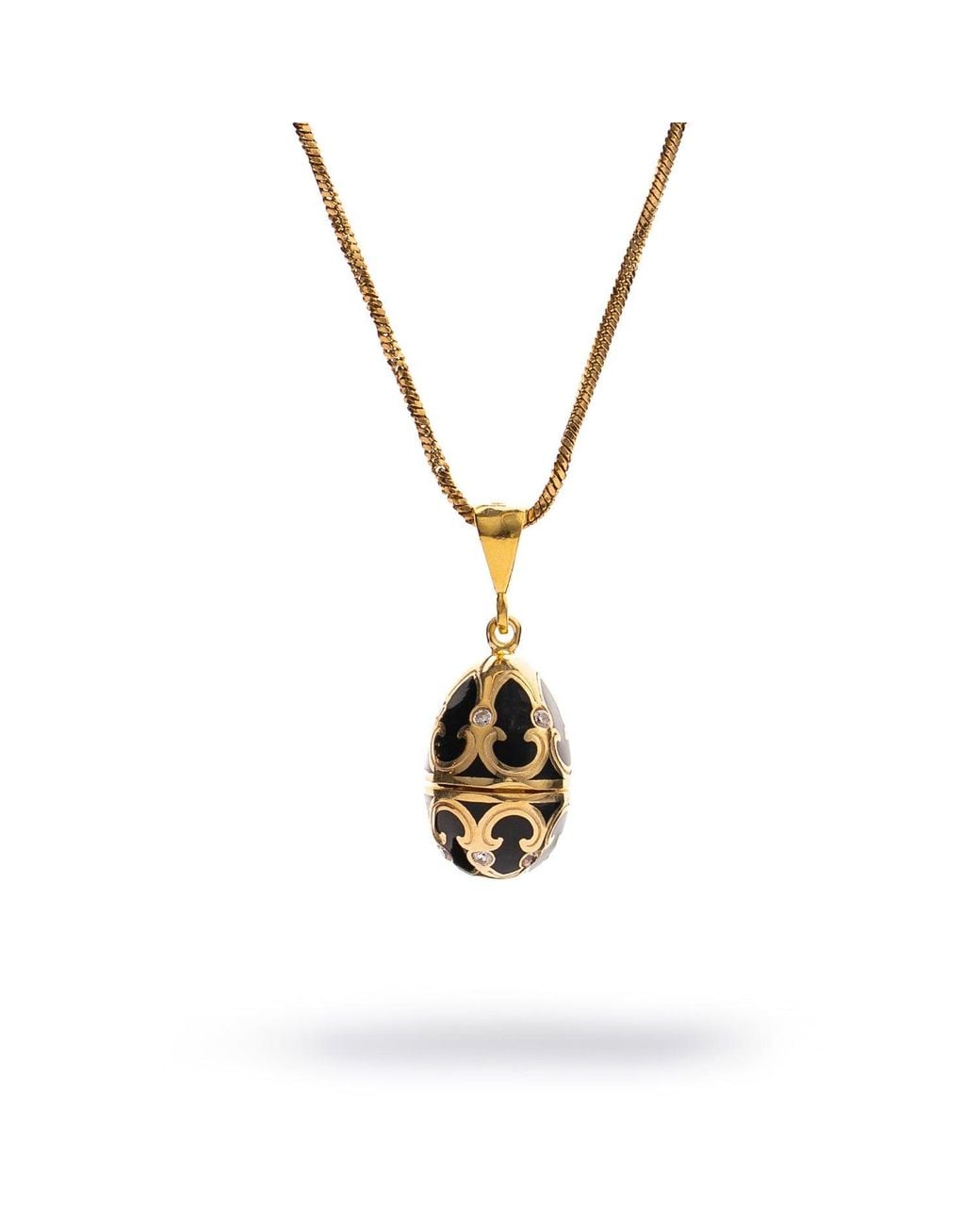 Ebru Jewelry Metallic Lucky Clover Enamel Egg Necklace