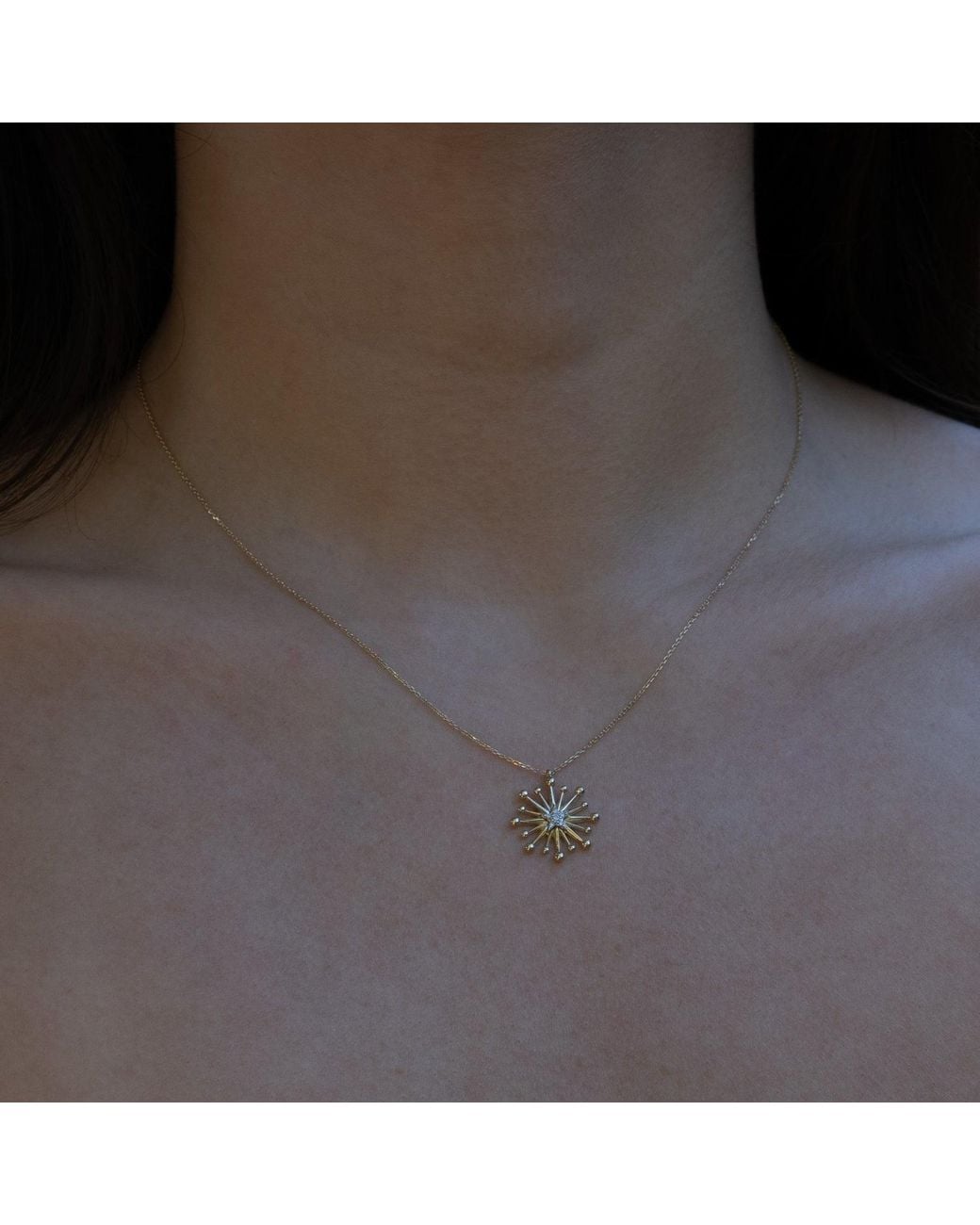 Ebru Jewelry Metallic Spiritual Sunlight Diamond Necklace