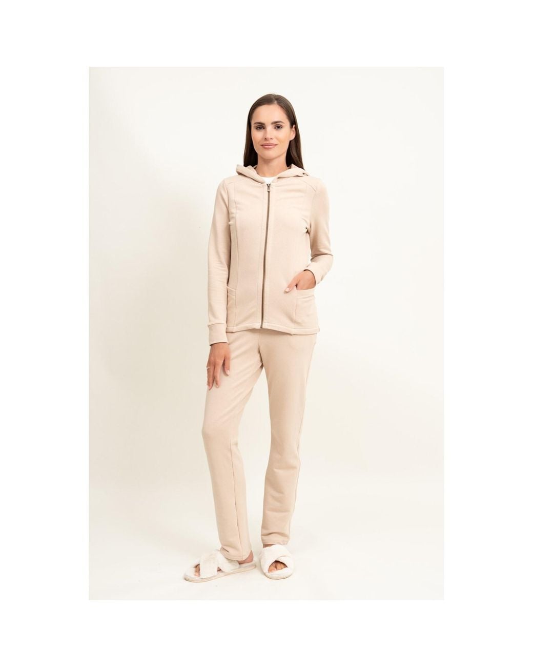 Oh!Zuza Pink Neutrals Hooded Zip-Up Cotton Sweatshirt