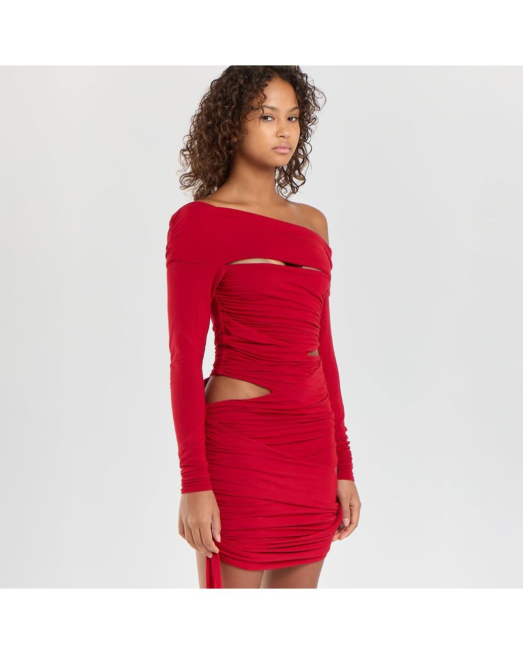 Egyptian Blue Red Chilli Faux Wrap Dress