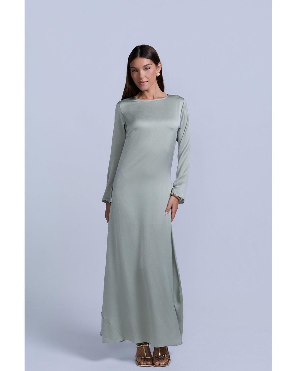 Rave on Trend Green Slip Long Sleeve Dress
