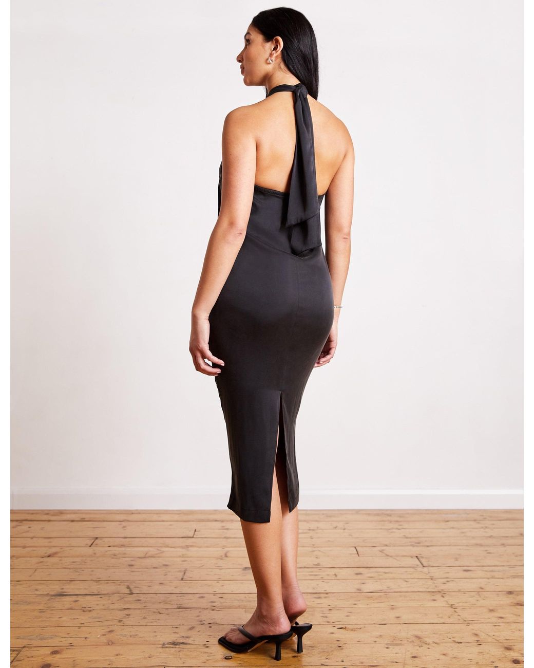 The Summer Edit Black Maya Sandwashed Silk Bandeau Dress