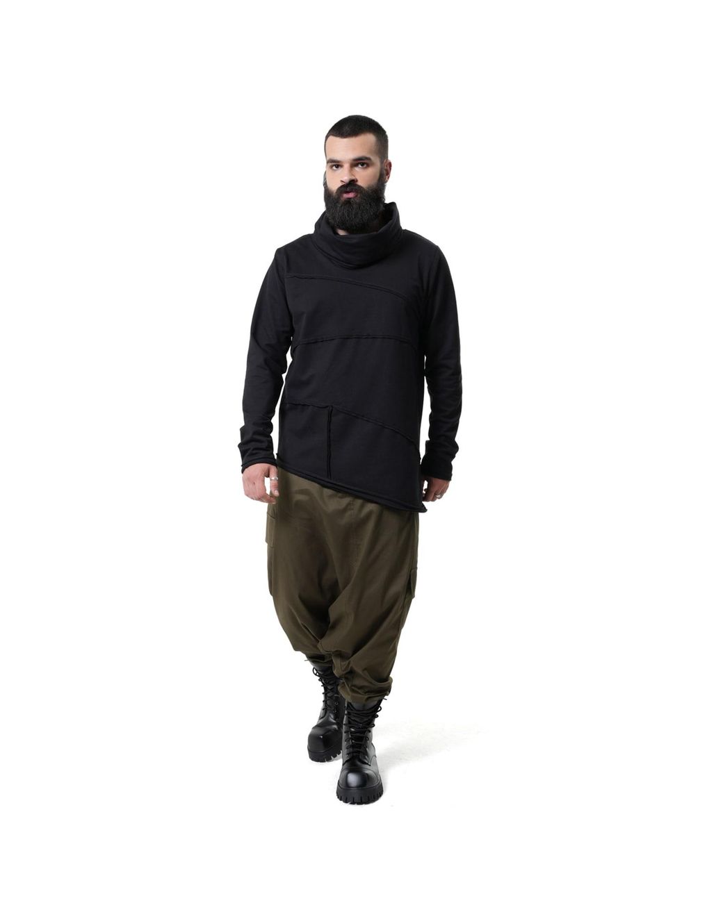 Metamorph Blue Cotton Turtleneck Top for men