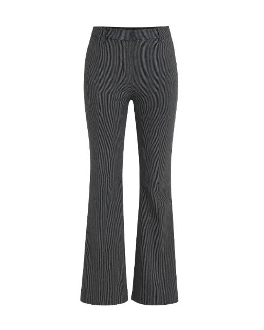 Conquista Gray Mid Rise Straight Striped Trousers