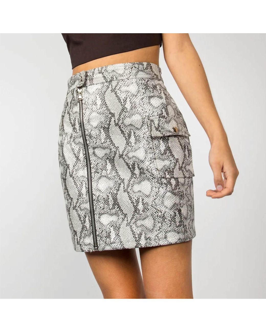 Ettie Gray Faux Snake Skin Mini Skirt