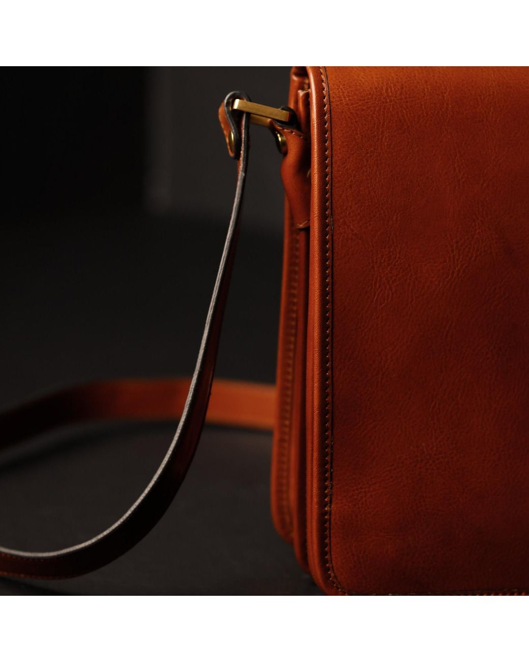 Time Resistance Brown Small Leather Messenger Bag for men