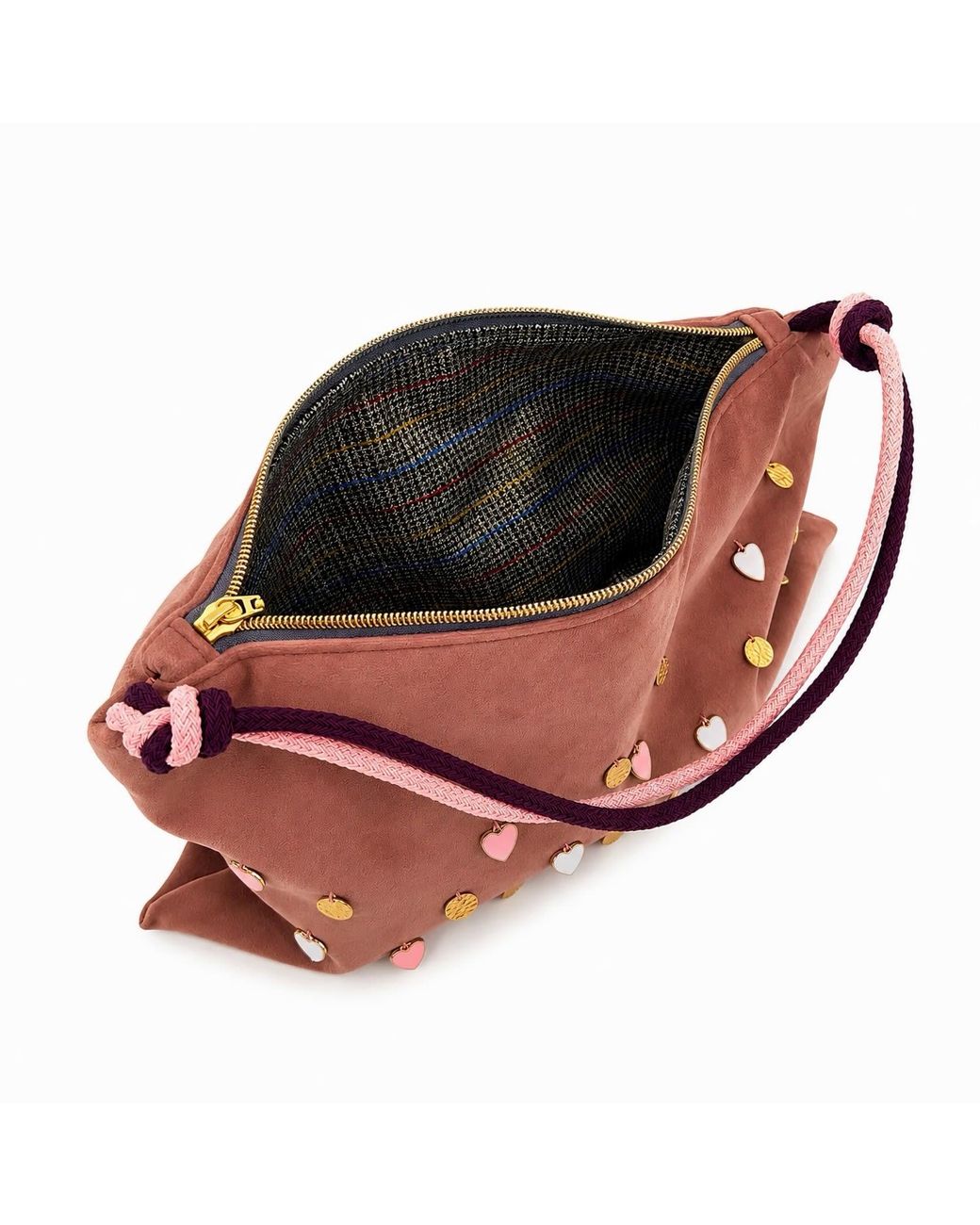 Hilo De Mar Brown Velvet Bag With Charms