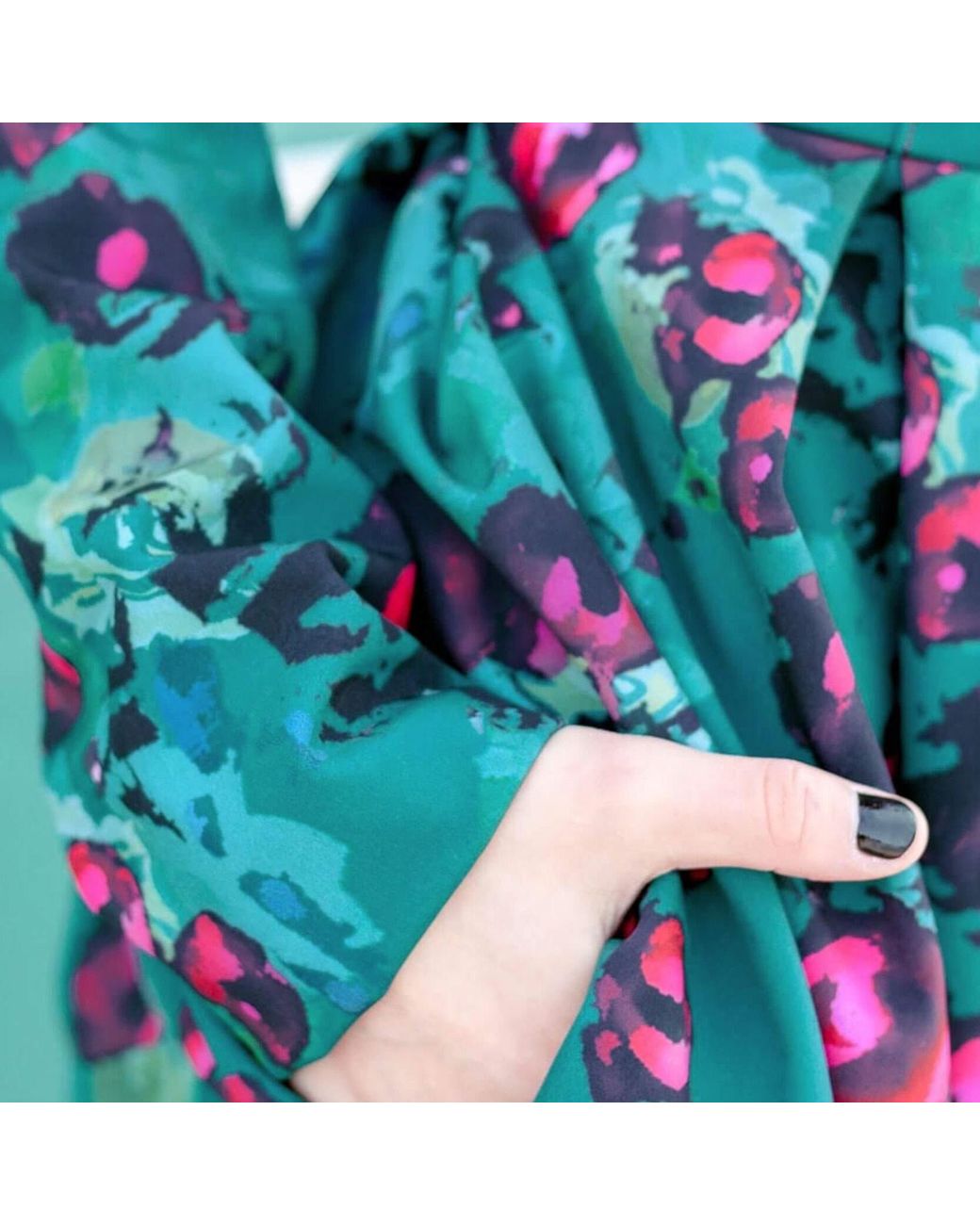 RainSisters Blue Emerald Green Waterproof Coat With Roses: Rosalie
