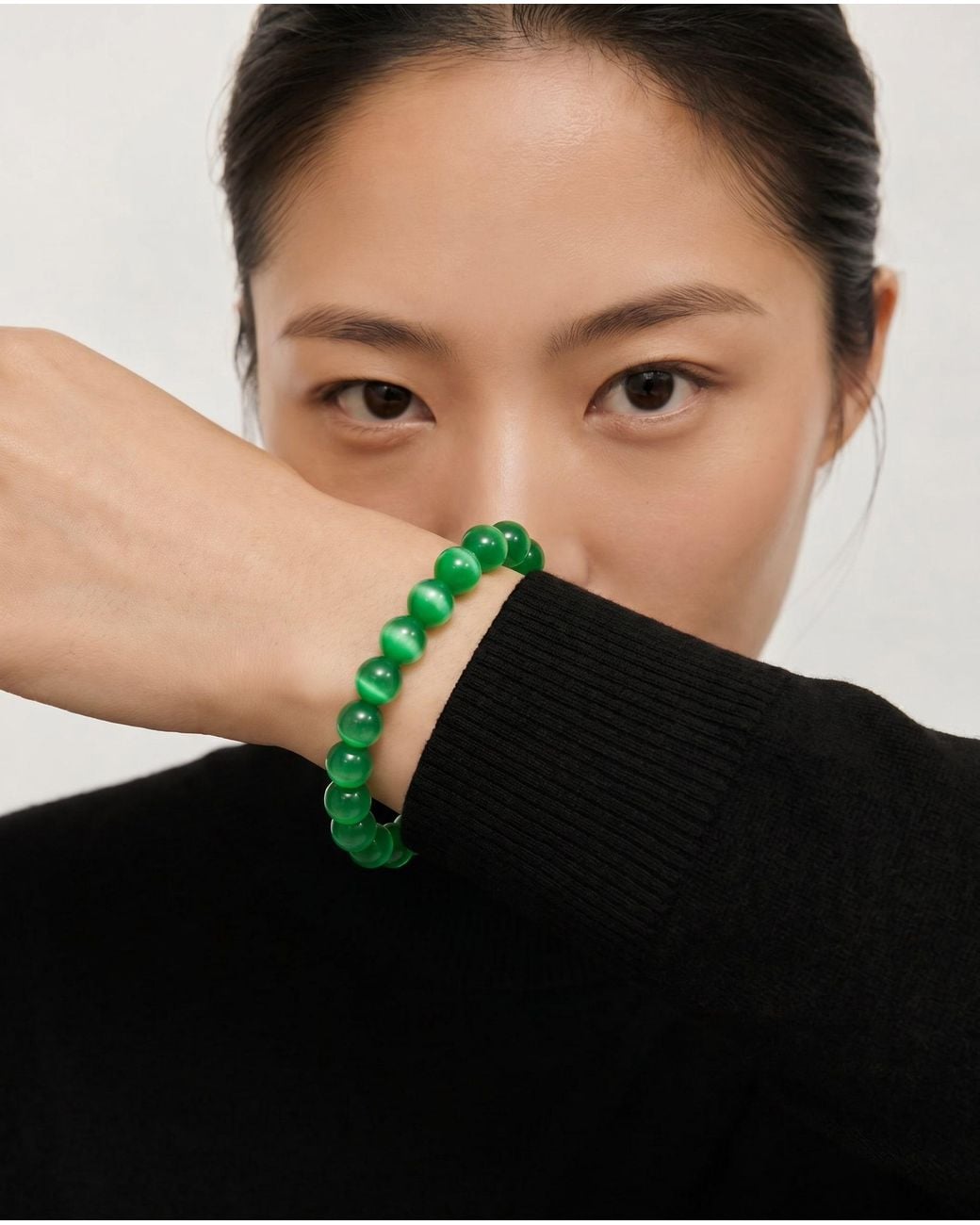 seree Green Manifest Growth Cat's Eye Beaded Bracelet