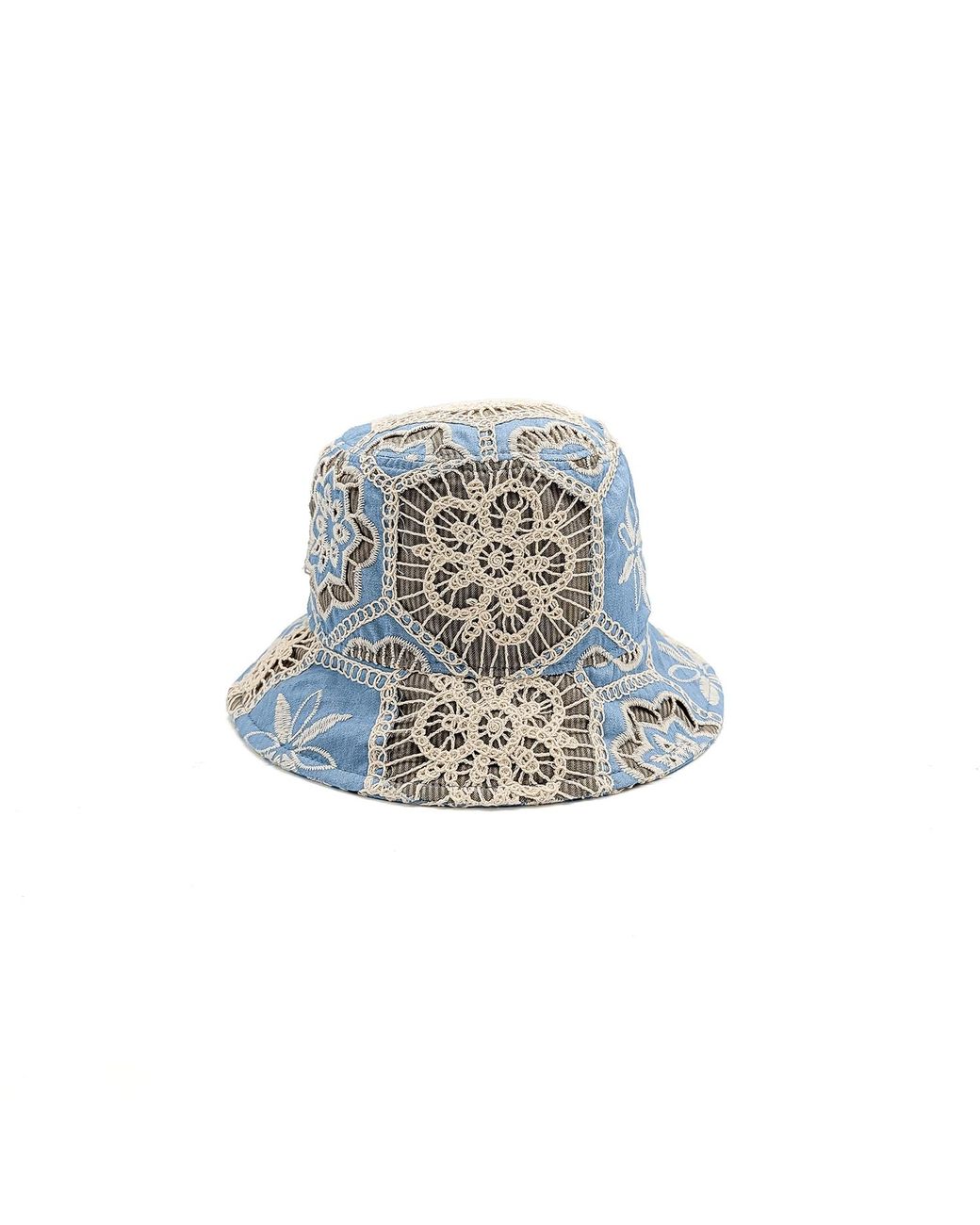 DORIA 1905 Blue Fabric Embroidery Bucket Hat for men