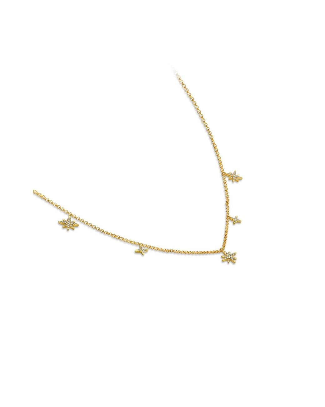 Genevieve Collection Metallic 18k Yellow Gold Star Shape Diamond Necklace Choker