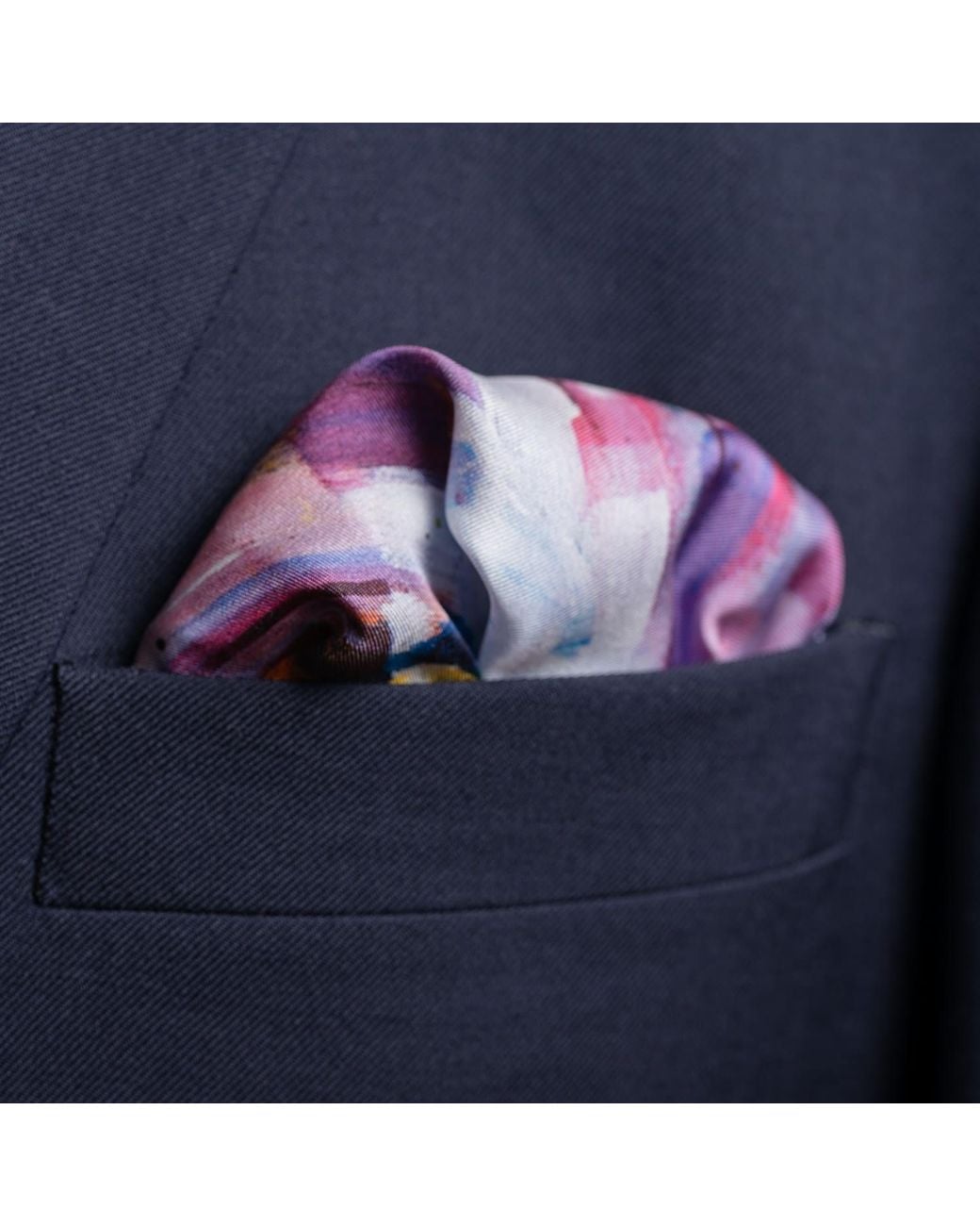 Otway & Orford Blue 'Neck And Neck' Horse Racing Silk Pocket Square. Medium-Size for men