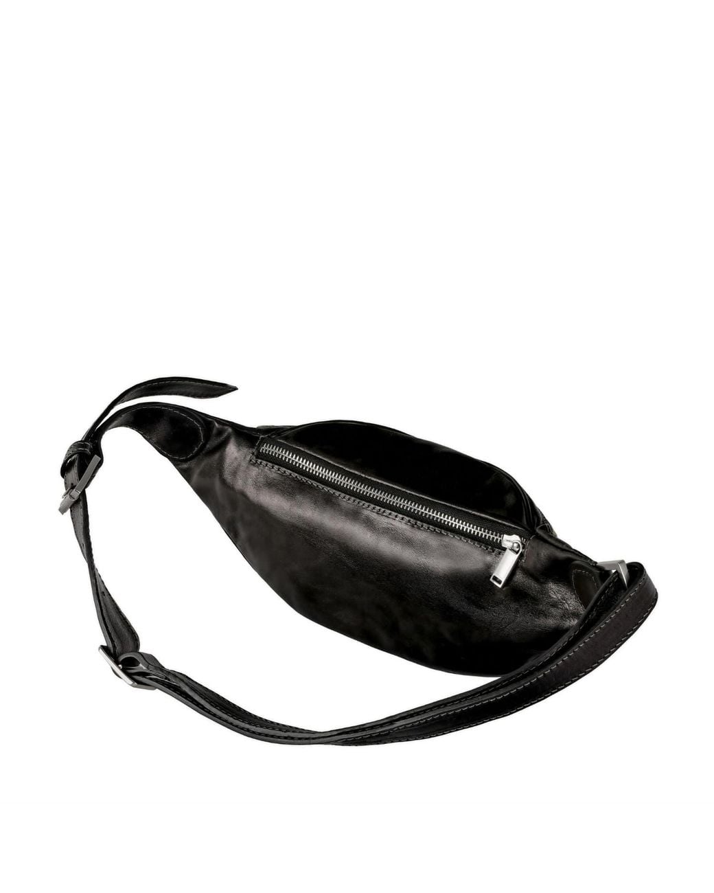 Time Resistance Black Leather Sling Bag Belly Bag for men