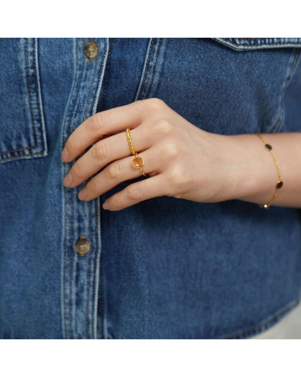 Auree Jewellery Metallic Mondello Citrine Vermeil Ring