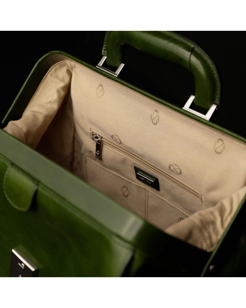 Time Resistance Green Leather Backpack for men