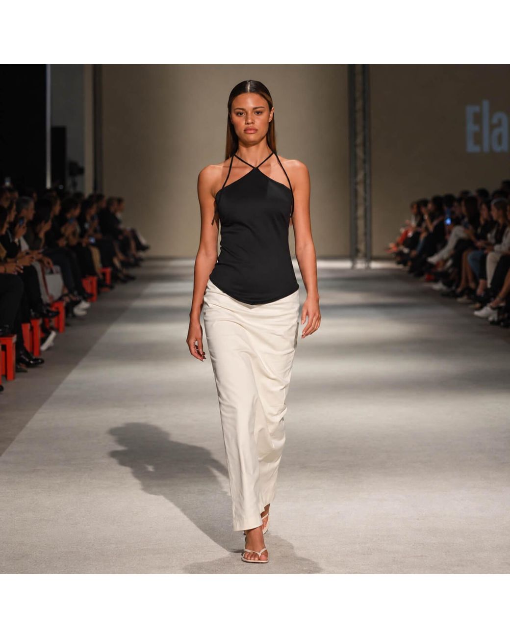 Elamins Black V-Hem Halter Top