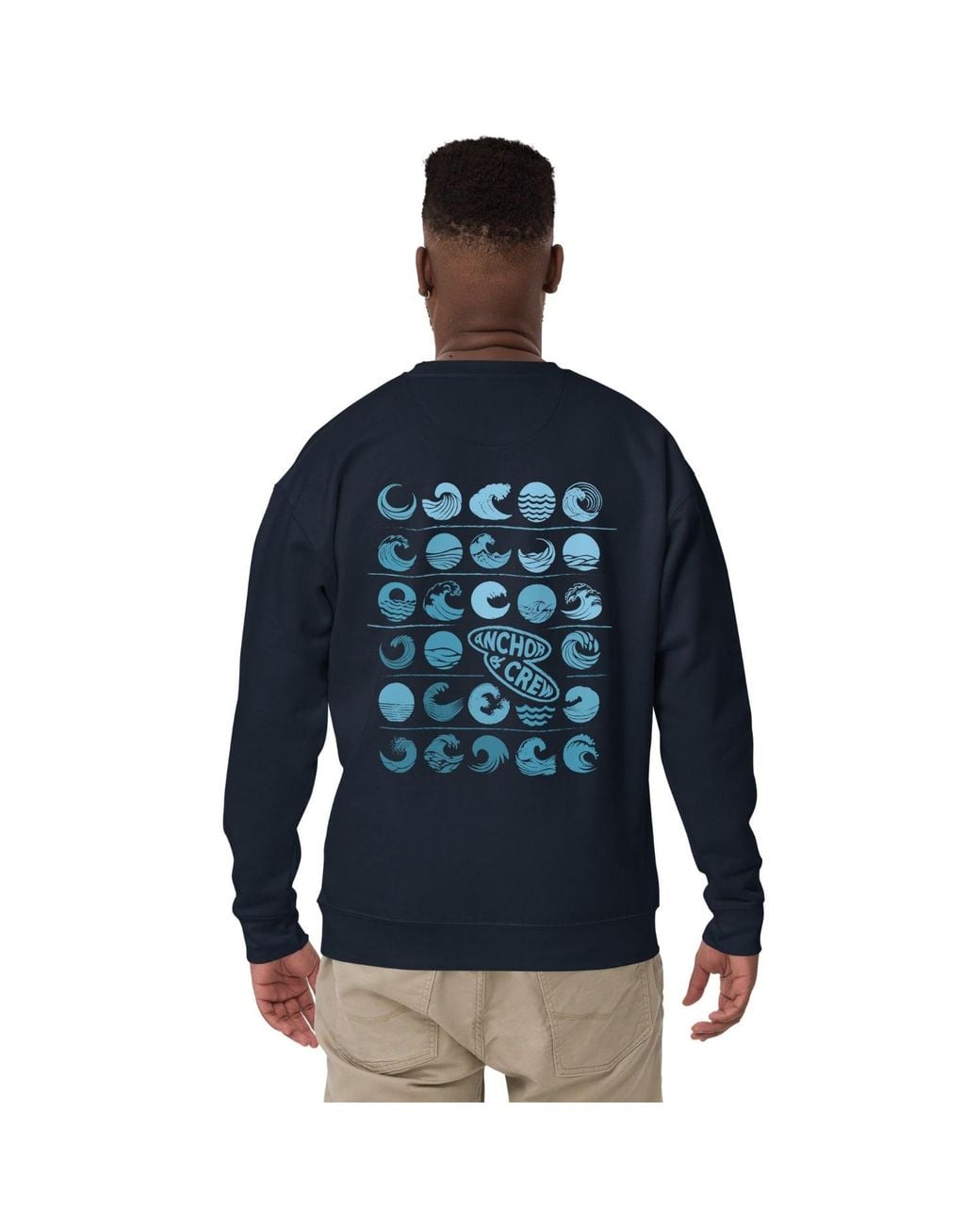 Anchor and Crew Blue Surf N Waves Passenger Organic Cotton Sweatshirt