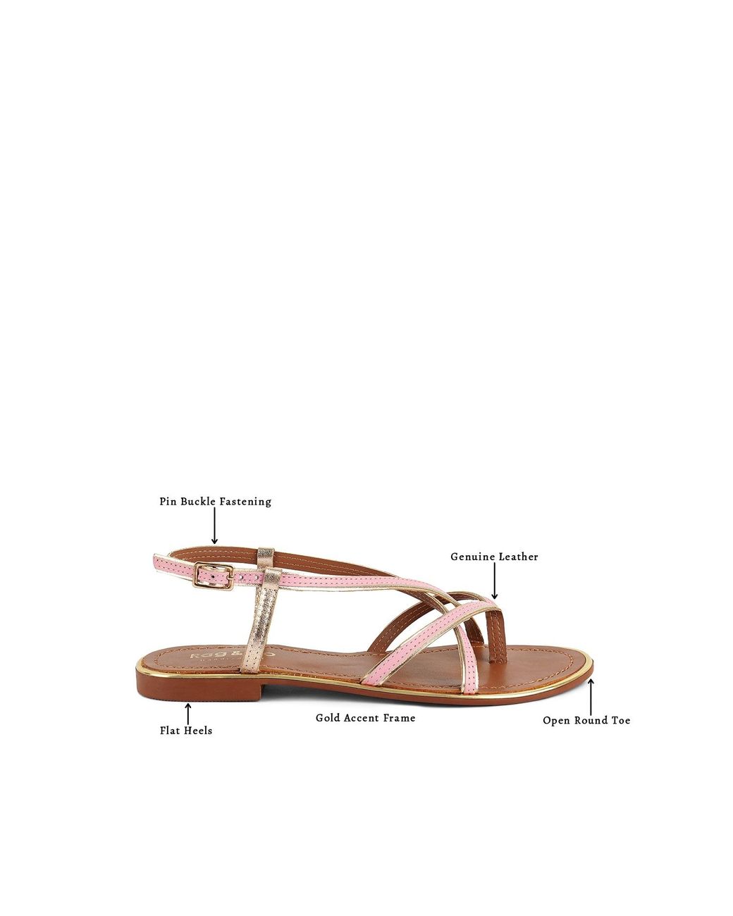 Rag & Co Brown Pheobe Strappy Flat Sandals