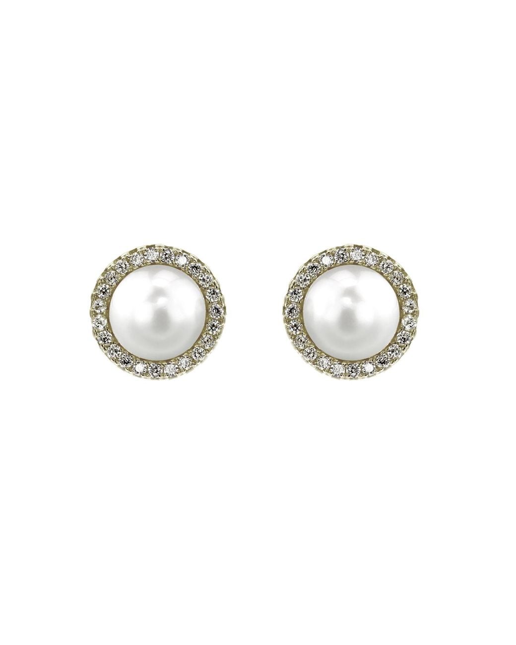 VicStoneNYC Fine Jewelry Metallic Natural Akoya Pearl And Diamond Stud Earrings With Screw Back