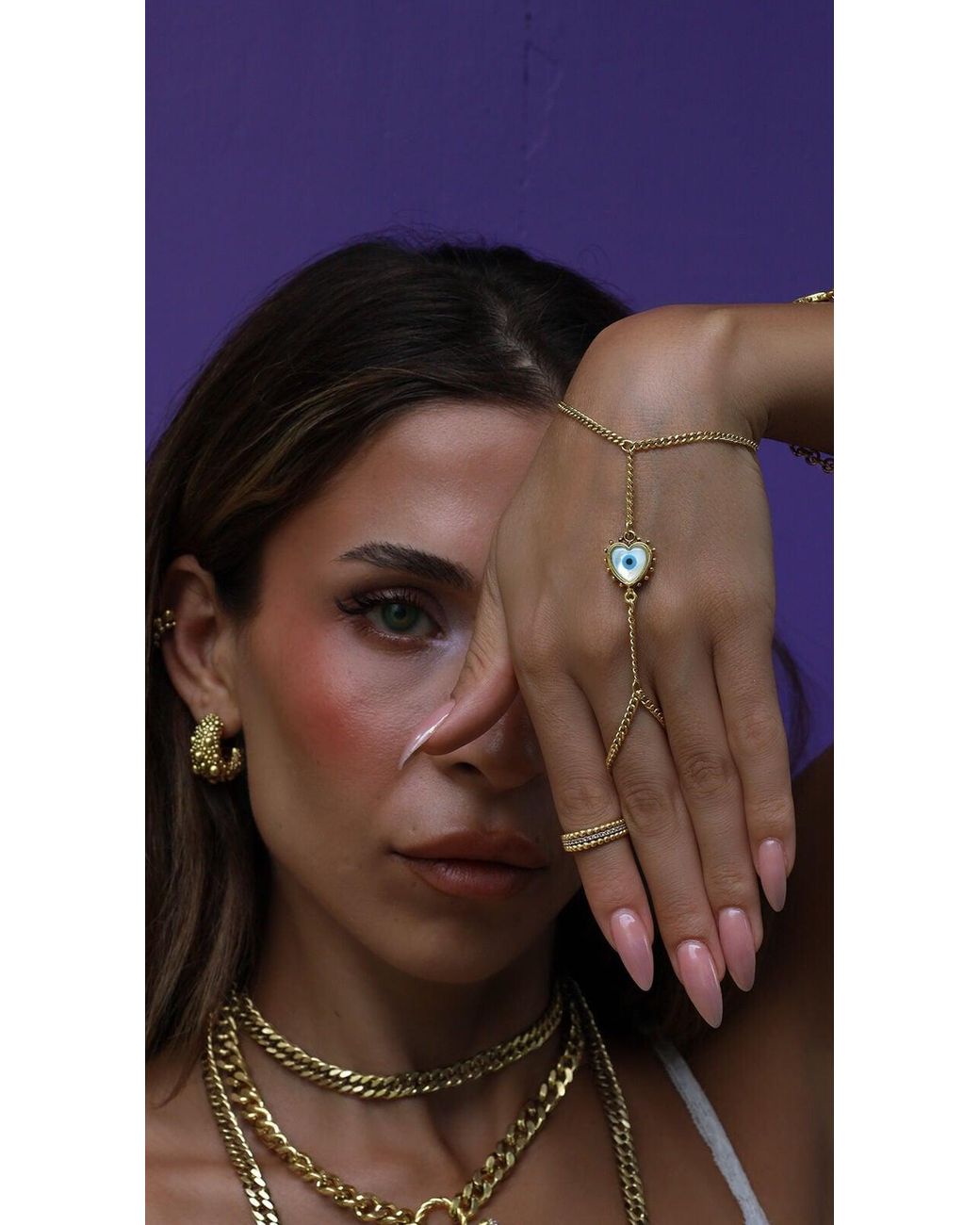 Bayemeyc Metallic Mysticor Evil Eye Hand Chain