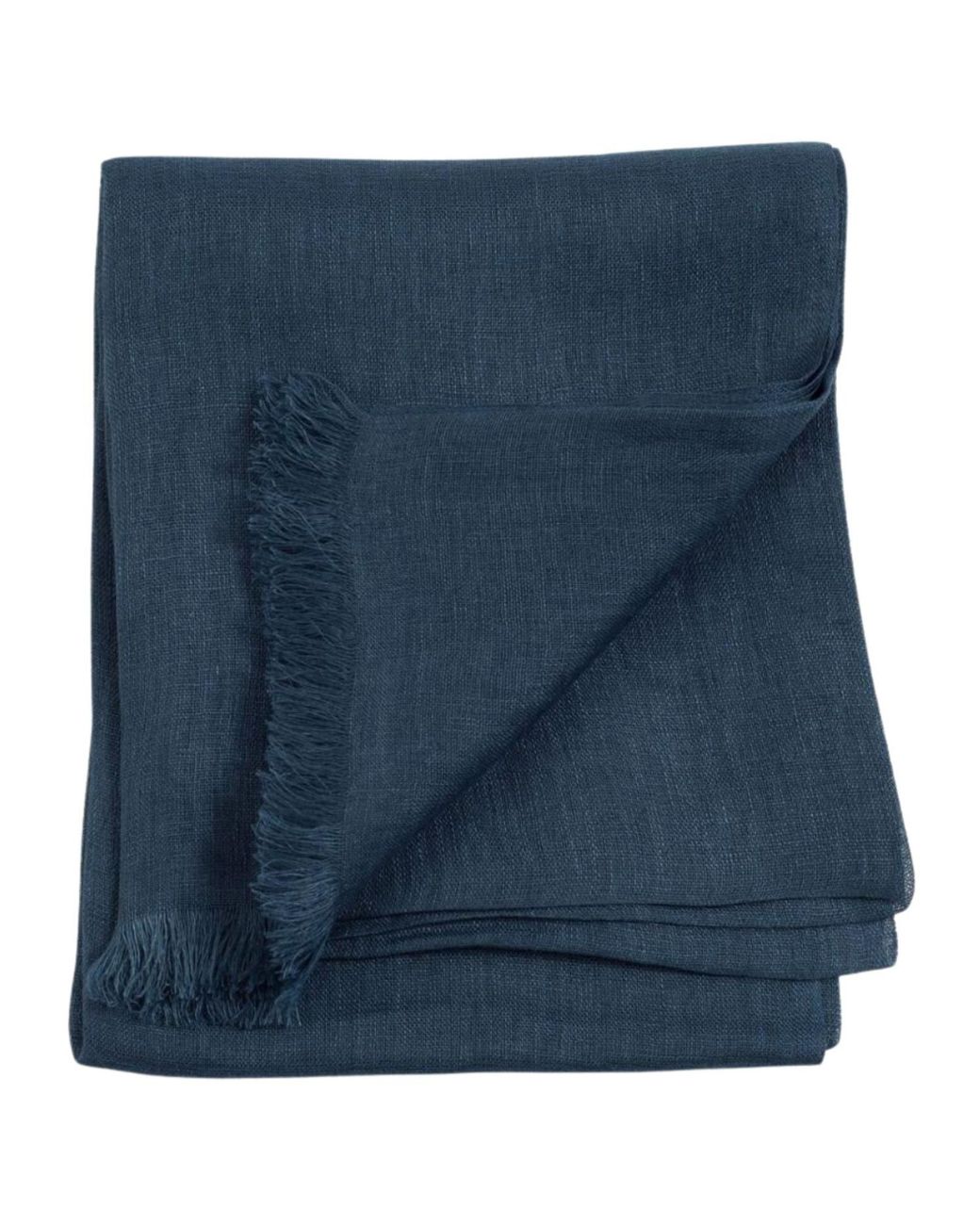 Variously Blue Midnight Hand Woven Linen Silk Blend Scarf