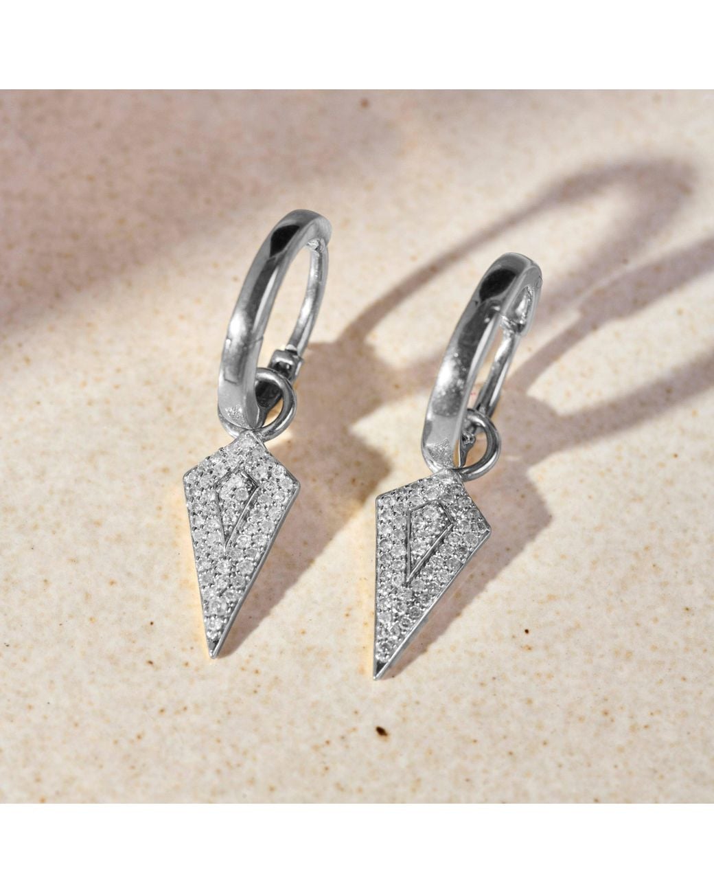 Zohreh White Diamond Rhombus Earring Charm 9K
