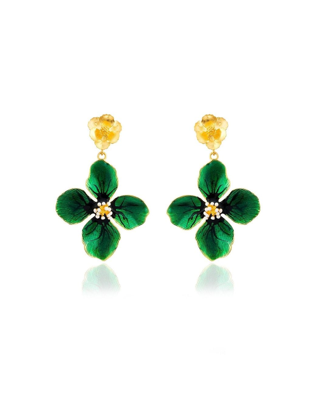 Milou Jewelry Green Clover Flower Drop Earrings
