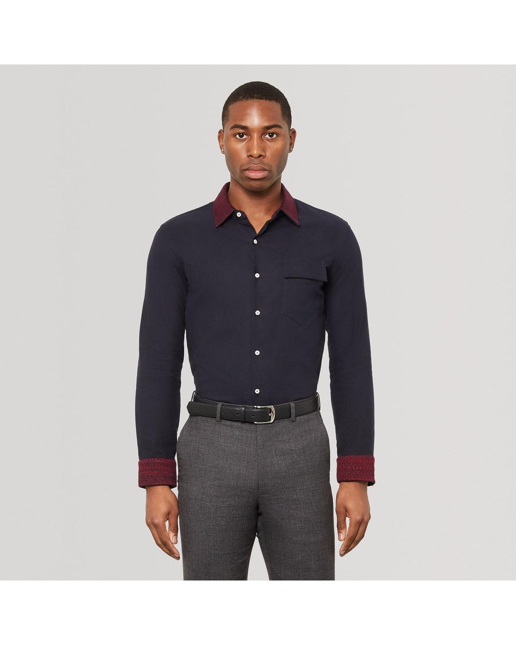 SEREN LONDON Blue Knit Collar Shirt for men