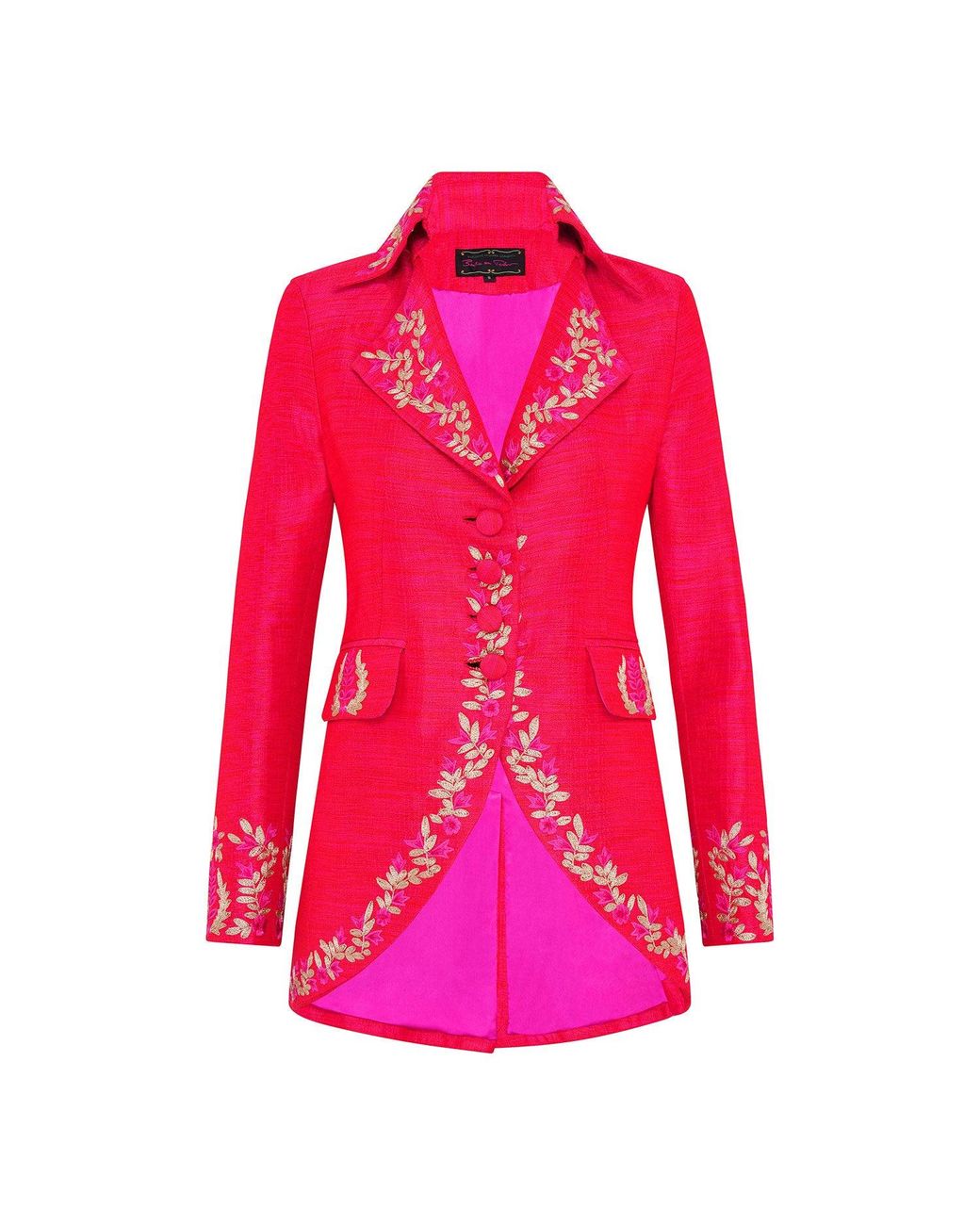 Beatrice von Tresckow Pink Cerise Pimpernel Longline Silk Jacket